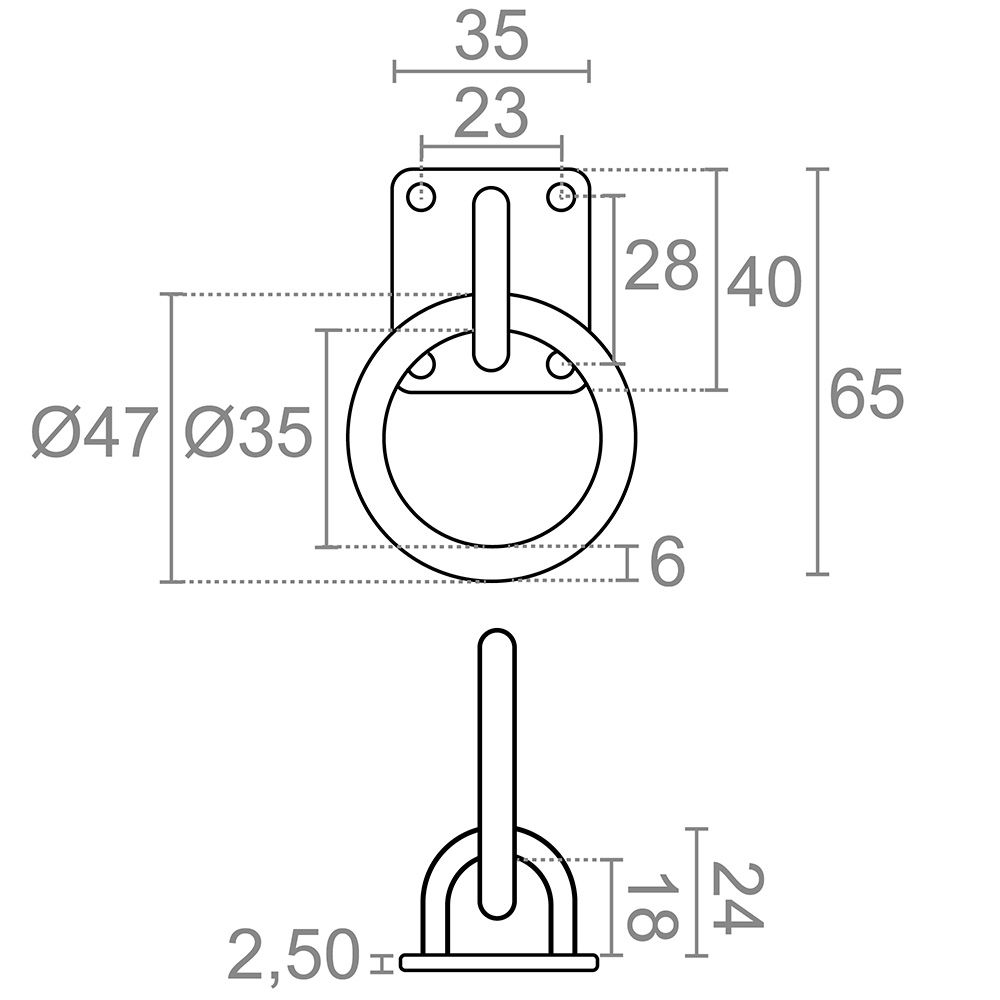 Placa de fixação com argola AP13 6 mm inoxidável, blíster 2 unidades - Image 2