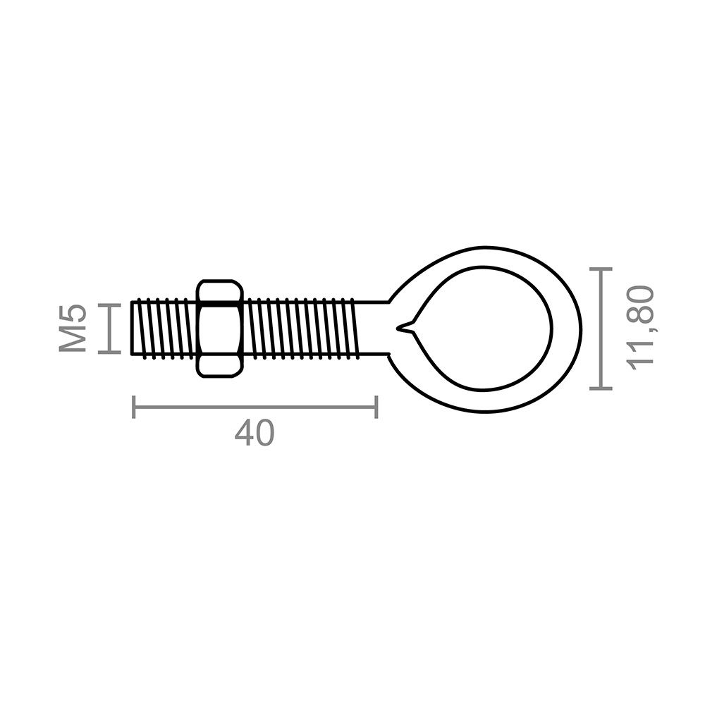 Camarão fechado soldado com porca HM01, M5 x 40 mm, zincado, blíster 4 unidades - Image 2