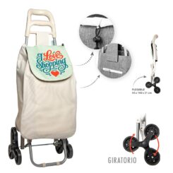 Carrinho de compras dobrável, cinzento, 6 rodas
