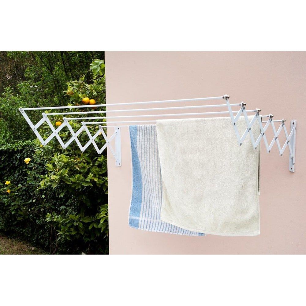 FEPRE Varal em aço epóxi branco, 120 cm de comprimento
