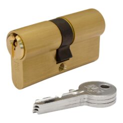 Cilindro f5s3030l de latão 60 mm (30+30 mm), came larga 15 mm, com 3 chaves tipo yale, ifam