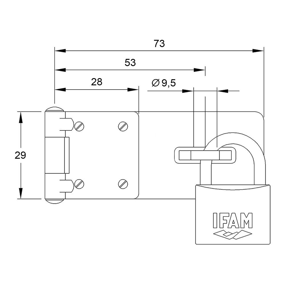 Porta cadeado PC410 aço 73x29mm Ø9,5mm. ifam - Image 3