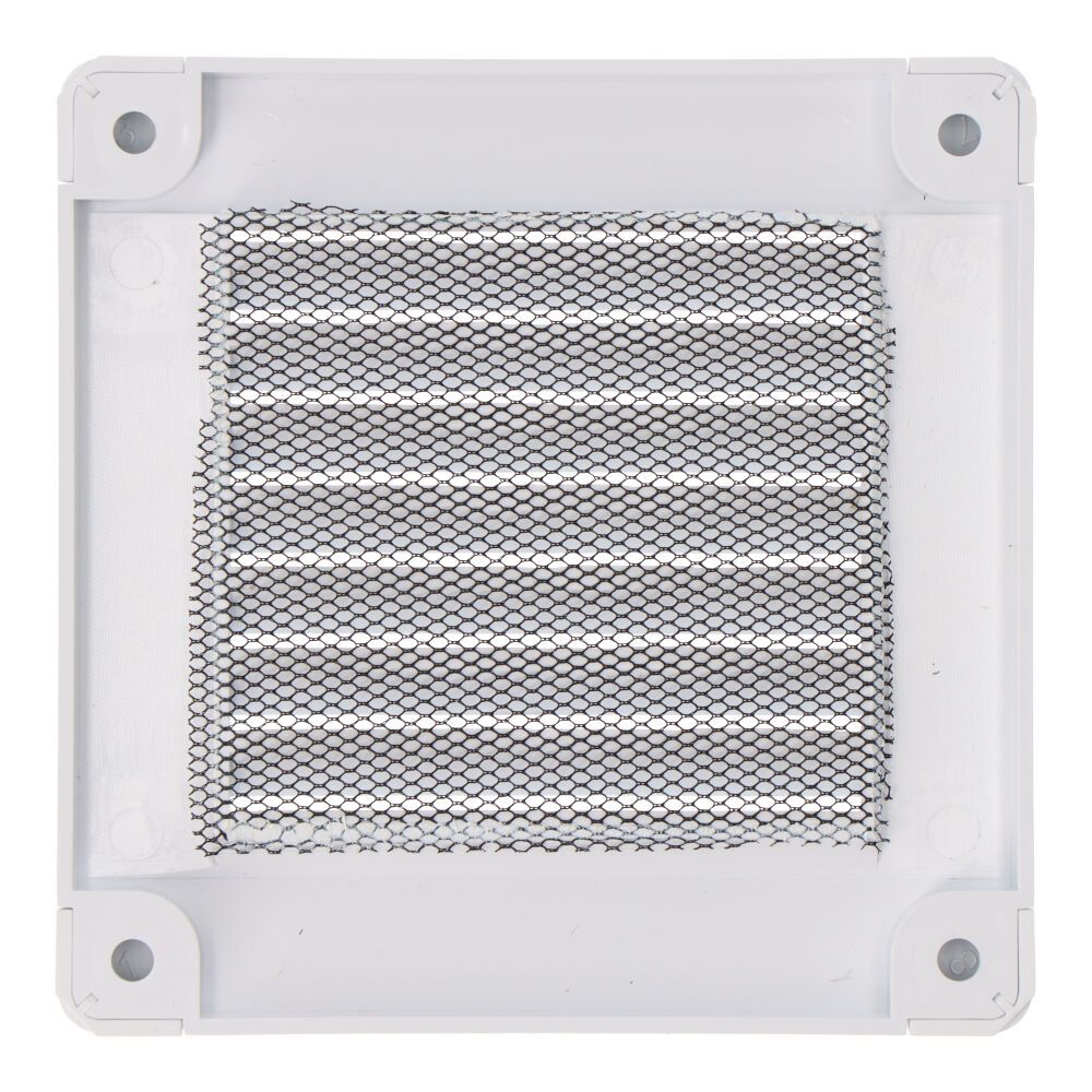 Grelha de ventilação quadrada com plugues e mosquiteiro 100x100x7mm ABS branco - Image 2