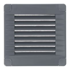Grelha de ventilação quadrada com plugues e mosquito 100x100x7mm ABS cinza