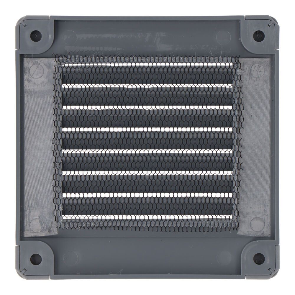 Grelha de ventilação quadrada com plugues e mosquito 100x100x7mm ABS cinza - Image 2