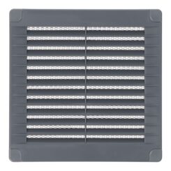 Grelha de ventilação quadrada com plugas e rede mosquiteira 150x150x7mm ABS cinza