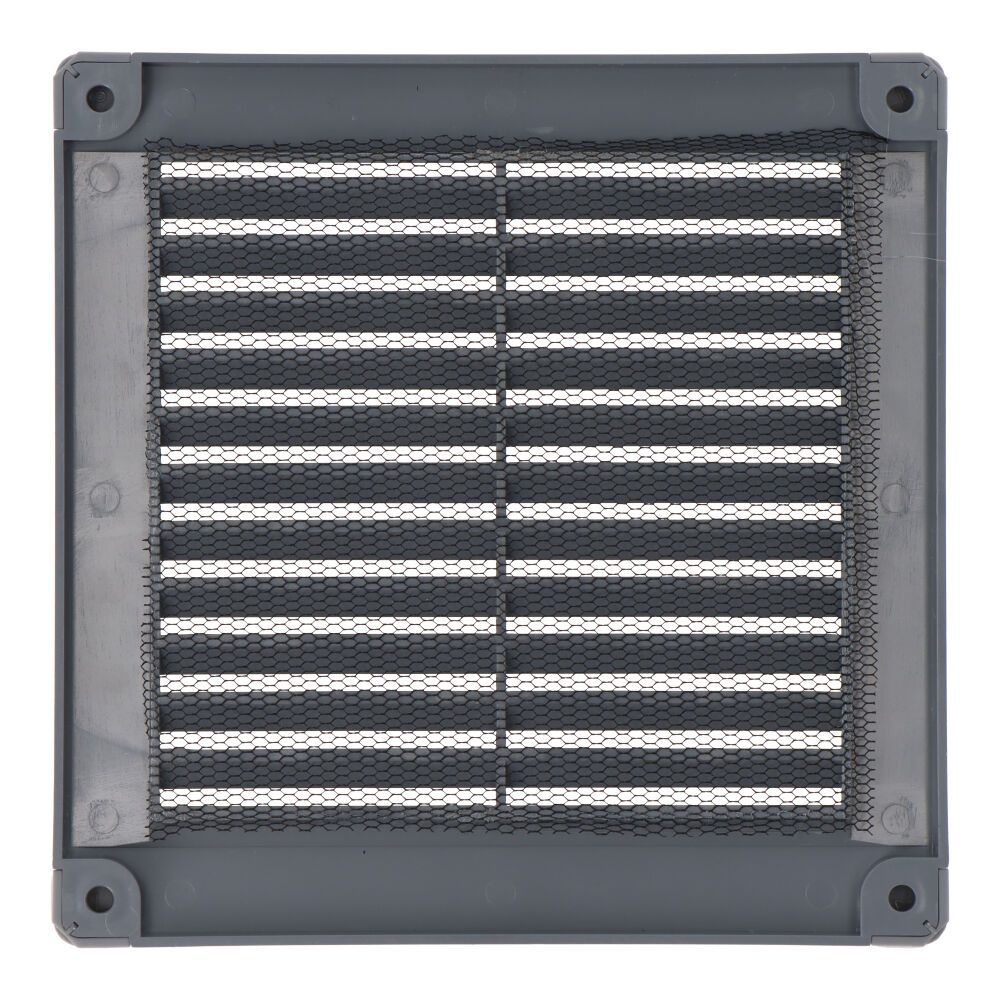 Grelha de ventilação quadrada com plugas e rede mosquiteira 150x150x7mm ABS cinza - Image 2