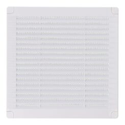 Grelha de ventilação quadrada com plugues e mosquiteiro 200x200x7mm ABS branco