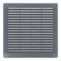 Grelha de ventilação quadrada com plugues e mosquito 200x200x7mm ABS cinza