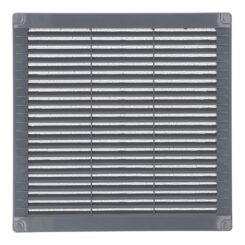 Grelha de ventilação quadrada com plugues e mosquiteiro 250x250x7mm ABS cinza