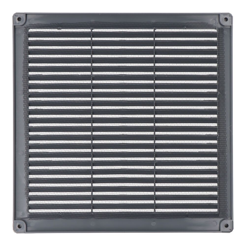 Grelha de ventilação quadrada com plugues e mosquiteiro 250x250x7mm ABS cinza - Image 2
