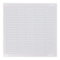 Grelha de ventilação quadrada com plugues e mosquiteiro 300x300x7mm ABS branco