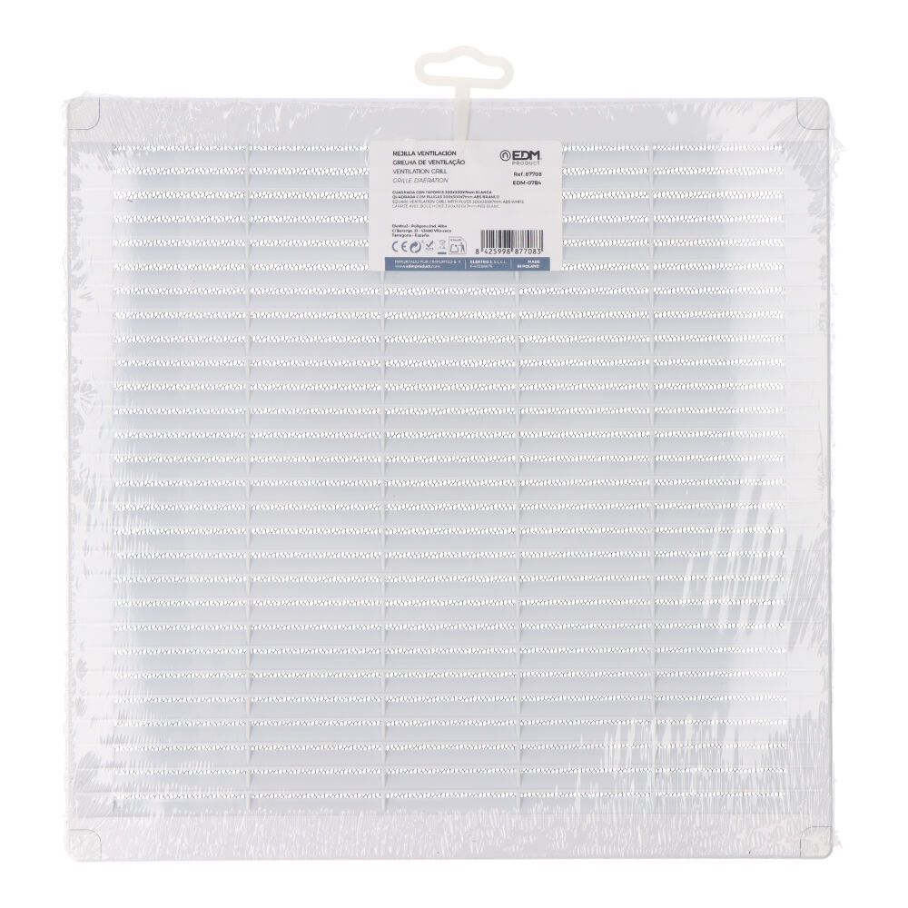 Grelha de ventilação quadrada com plugues e mosquiteiro 300x300x7mm ABS branco - Image 3