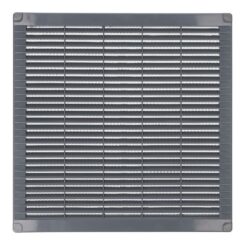 Grelha de ventilação quadrada com plugues e mosquito 300x300x7mm ABS cinza