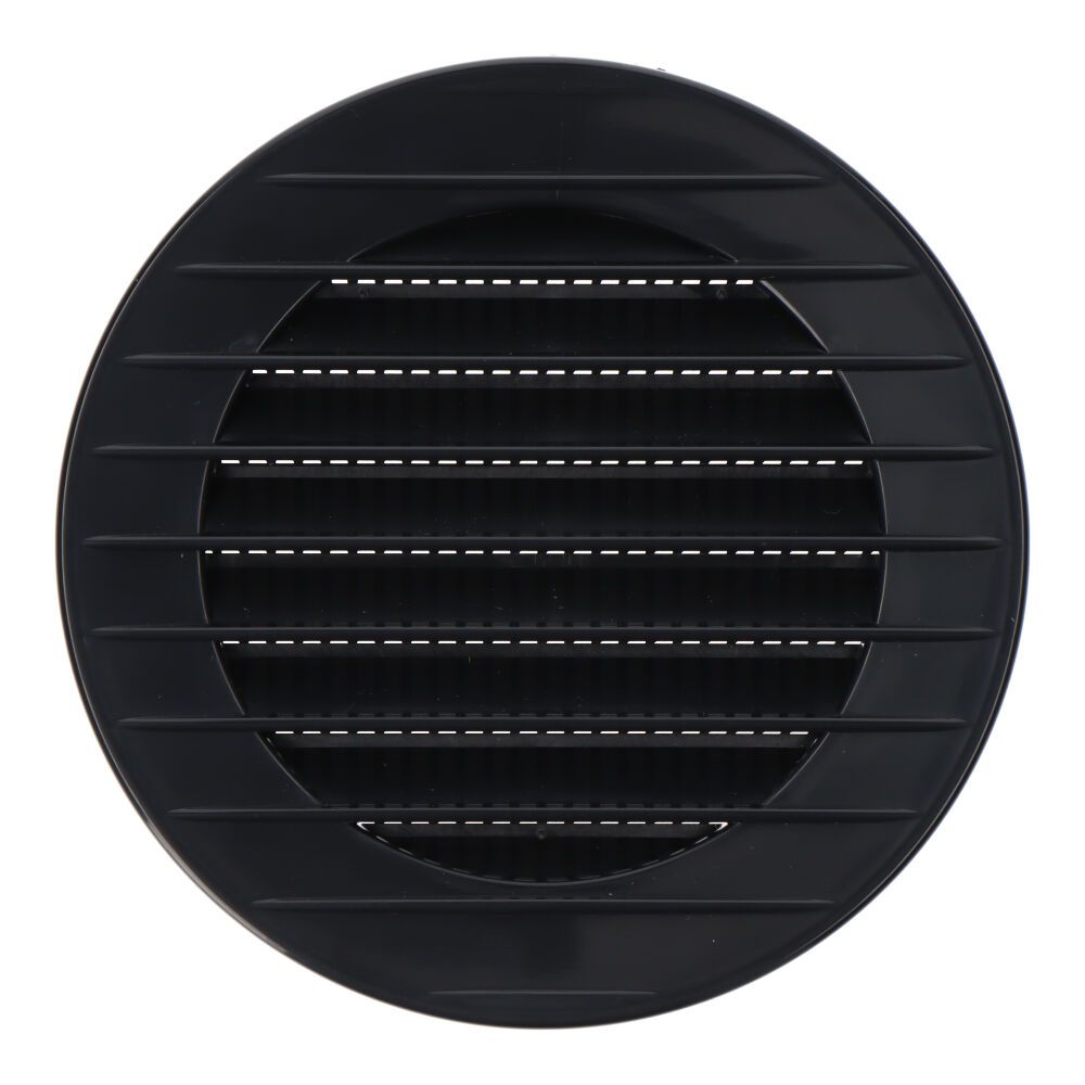 Grelha de ventilação redonda integrada com mosquito Ø80mm ABS, cinzento antracite.