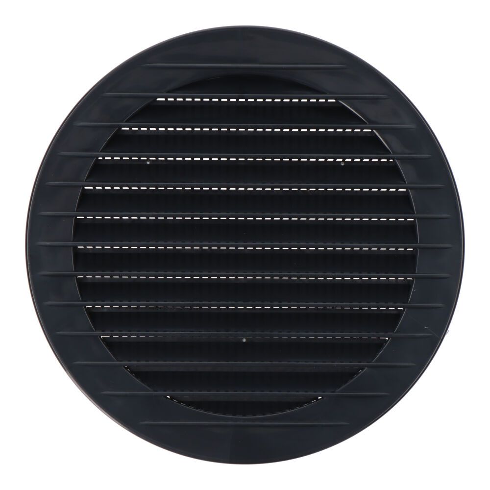Grelha de ventilação redonda, ABS, encastrada com mosquiteiro, Ø120mm, cinza antracite