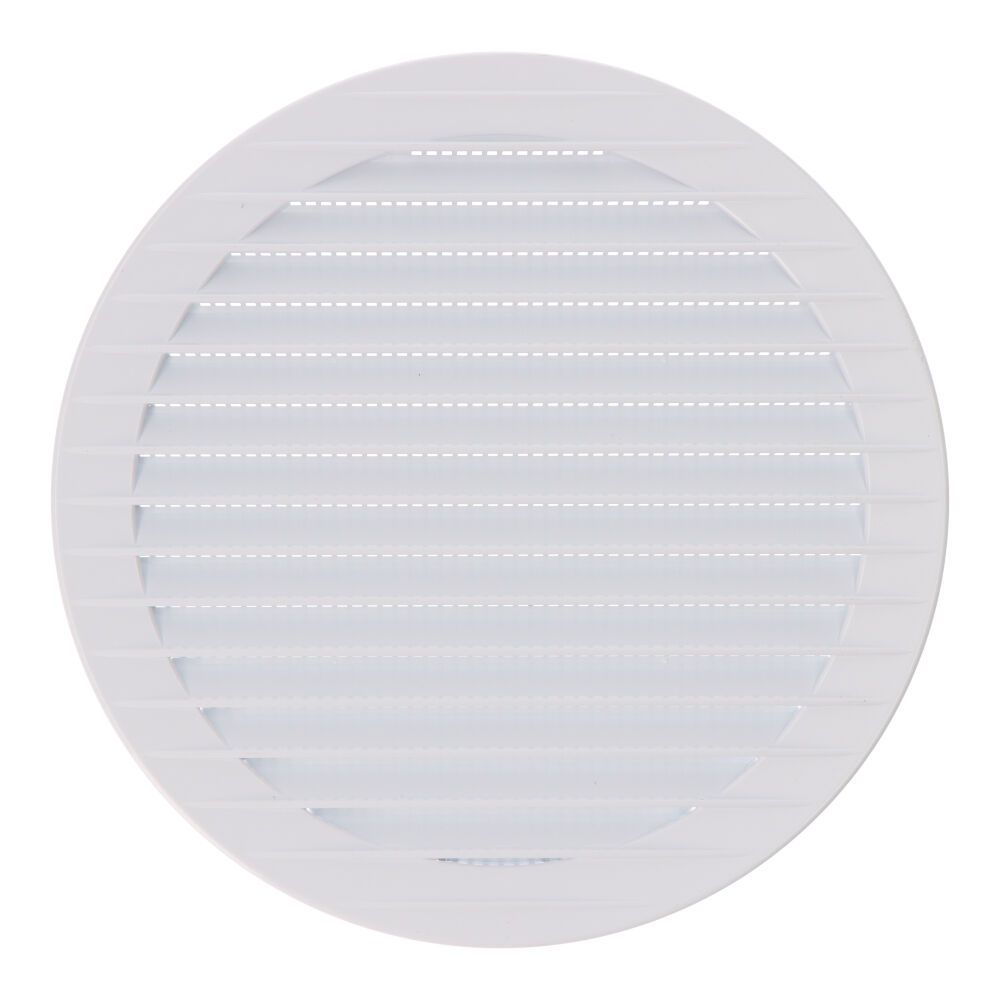 Grelha de ventilação redonda de encastrar com mosquiteira Ø150mm ABS branco