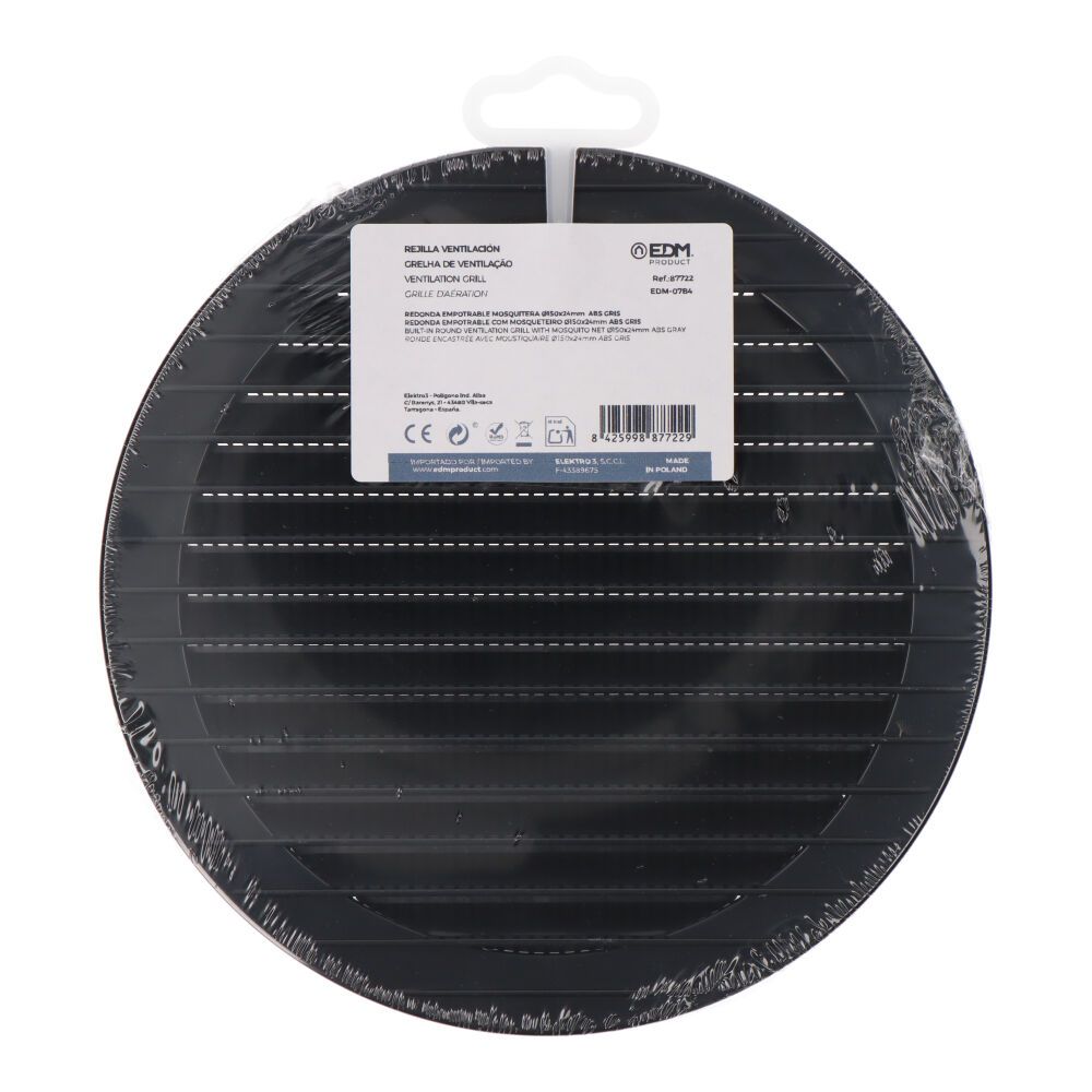 Grelha de ventilação redonda de encastrar com mosquiteira Ø150mm ABS cinzento antracita - Image 3