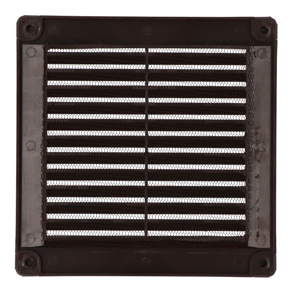 Grelha de ventilação quadrada com tampões e mosquiteira 150x150x7mm ABS castanho - Image 2