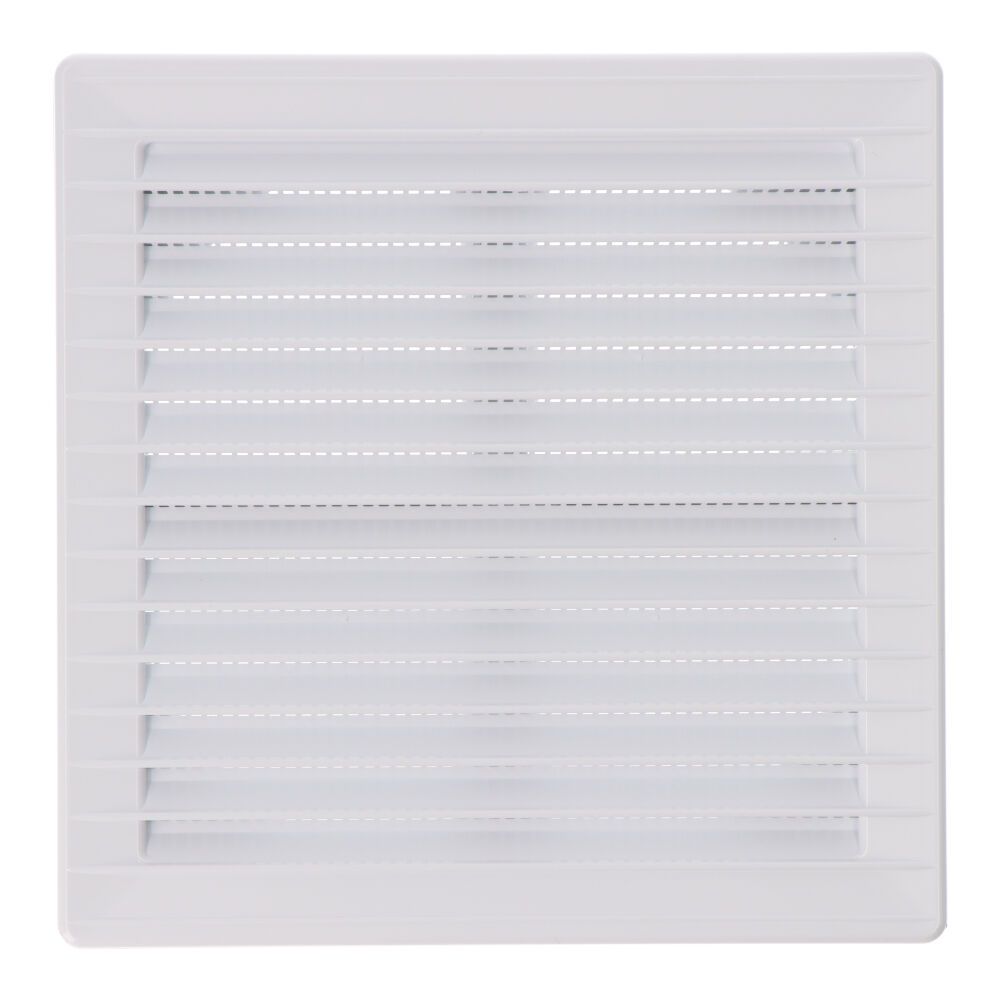 Grelha de ventilação quadrada de encastrar ajustável ø 80-150 com mosquiteira 170x170x11,5mm ABS branco