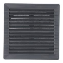 Grelha de ventilação quadrada de encastrar ajustável ø 80-150 com mosquiteira 170x170x11,5mm ABS cinzento
