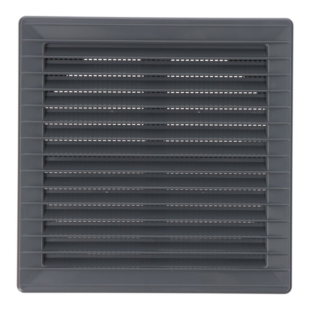 Grelha de ventilação quadrada de encastrar ajustável ø 80-150 com mosquiteira 170x170x11,5mm ABS cinzento