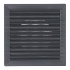 Grelha de ventilação quadrada de encastrar ø 100mm com mosquiteira 170x170x11,5mm ABS cinzento