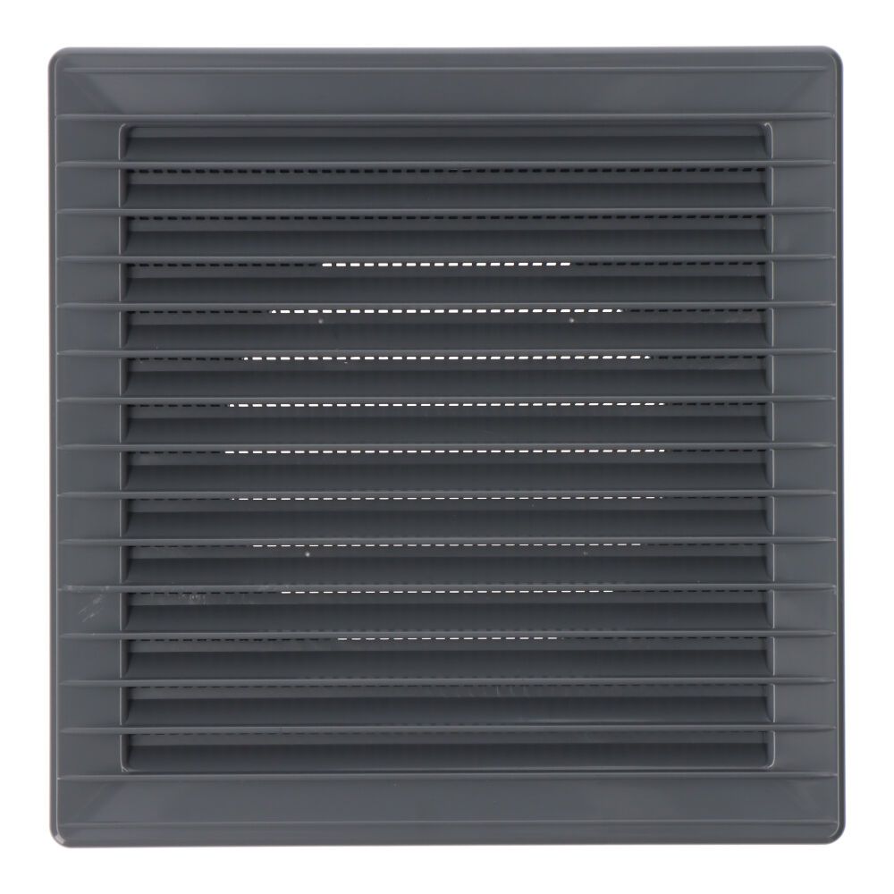 Grelha de ventilação quadrada de encastrar ø 100mm com mosquiteira 170x170x11,5mm ABS cinzento