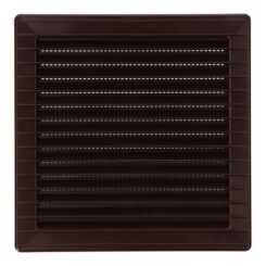 Grelha de ventilação quadrada de encastrar com mosquiteira 140x140mm ABS castanho