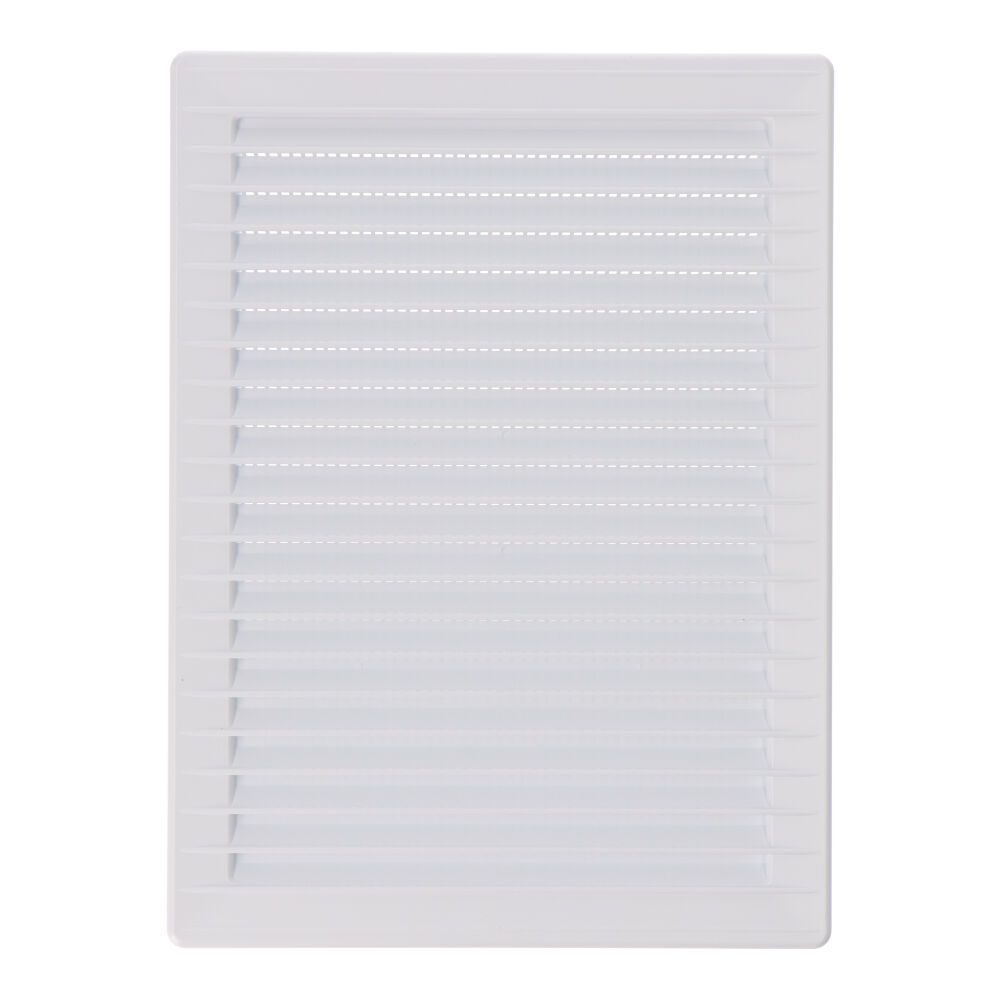 Grelha de ventilação retangular de encastrar com mosquiteira ABS 137x207mm branco