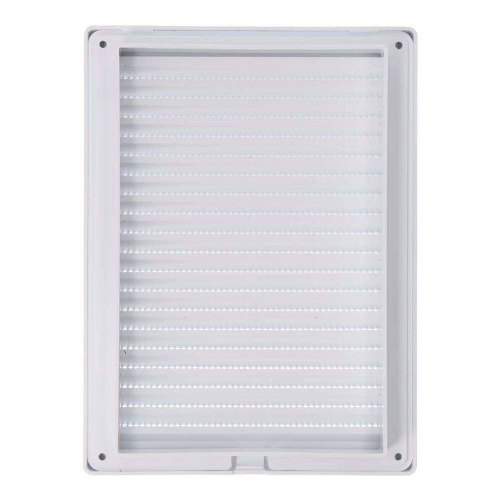 Grelha de ventilação retangular de encastrar com mosquiteira ABS 137x207mm branco - Image 2