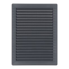 Grelha de ventilação retangular de encastrar com mosquiteira ABS 135x205mm cinzento