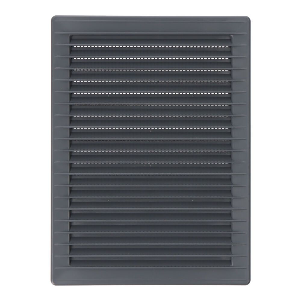 Grelha de ventilação retangular de encastrar com mosquiteira ABS 135x205mm cinzento