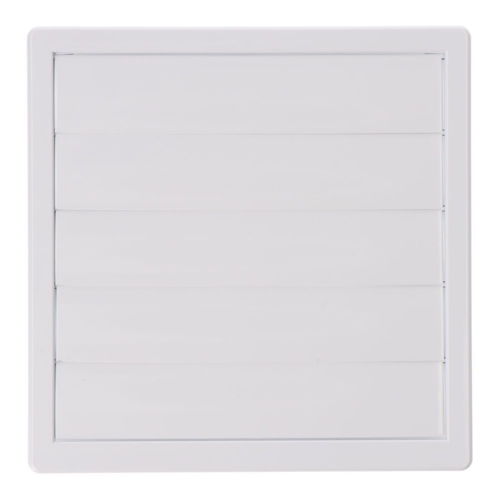 Grelha de ventilação quadrada de encastrar com lâminas móveis de 170x170mm encastre Ø100mm ABS branco