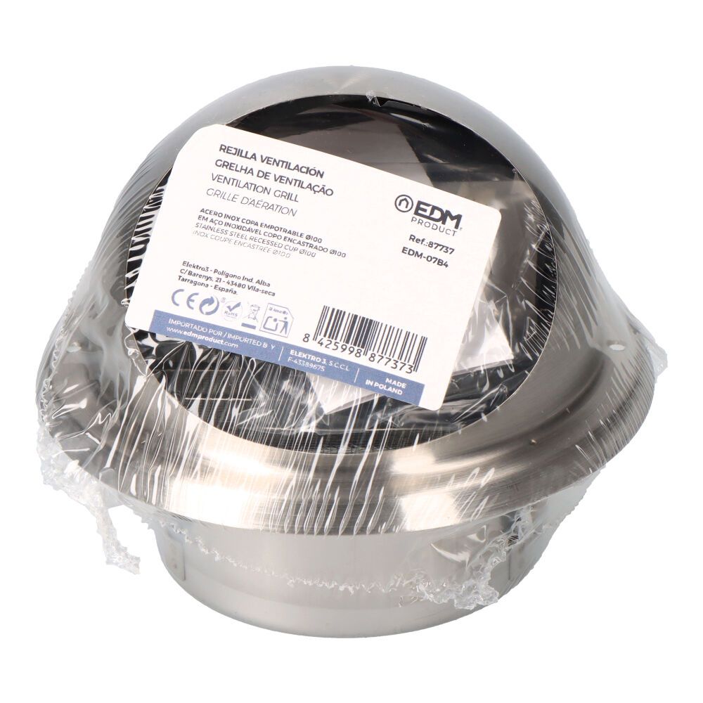 Grelha de ventilação em INOX copa de encastrar Ø100 mm - Image 4