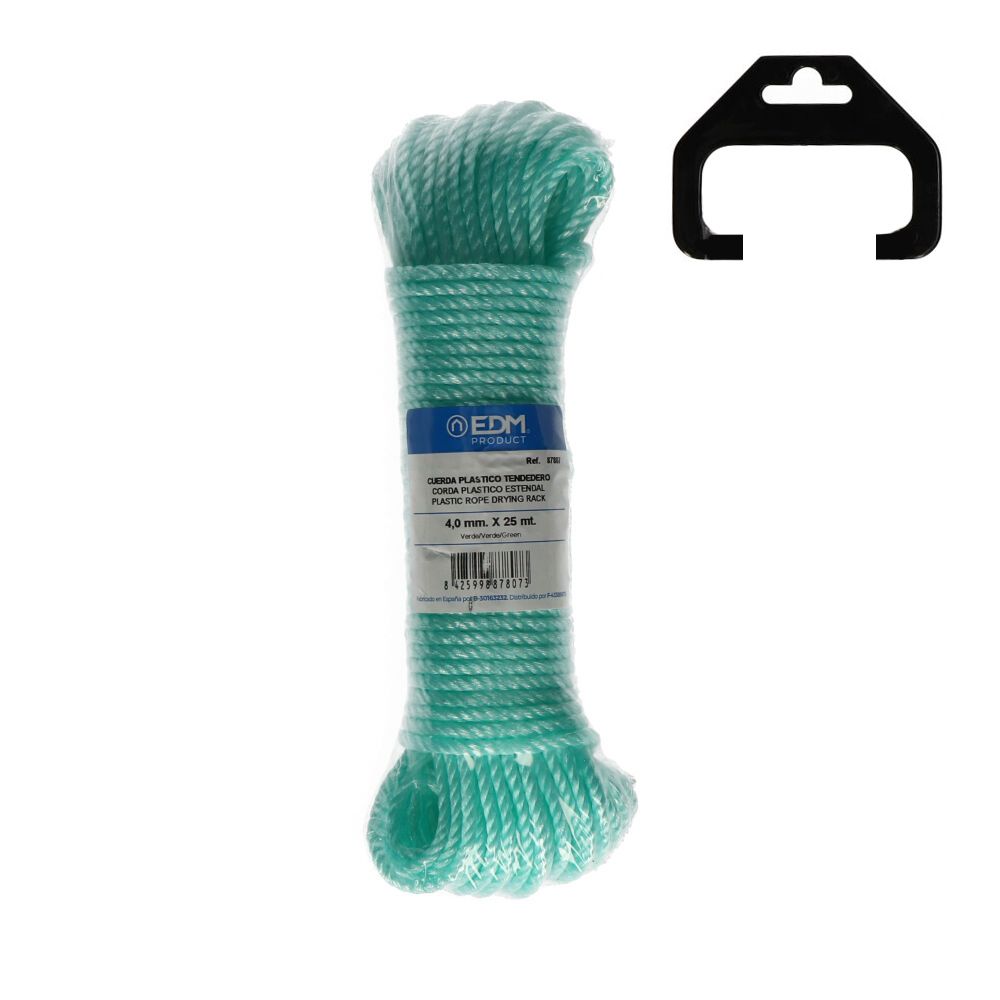 Corda de plastico verde, calibre 4 mm x 25 m