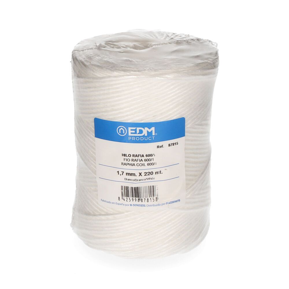Cordão rafia branco 600/1 calibre 1,7 mm x 220 m
