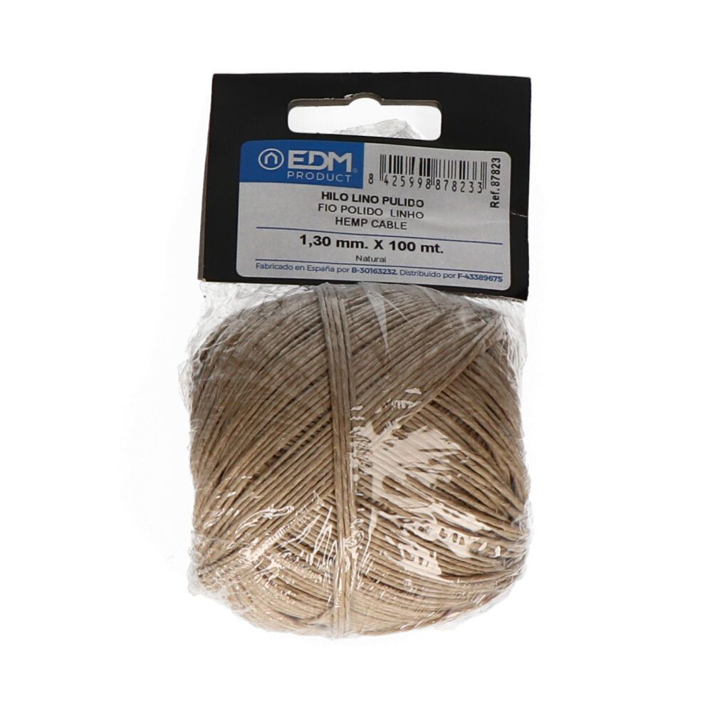 Cordão polido cânhamo calibre 1,3 mm x 100 m