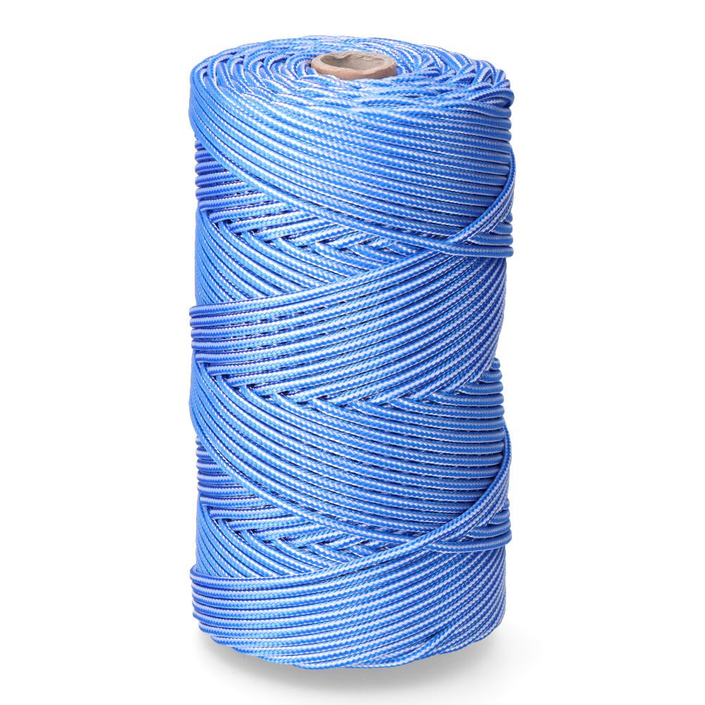 Cordão trançado de polipropileno azul/branco, bitola 5 mm x 200 m