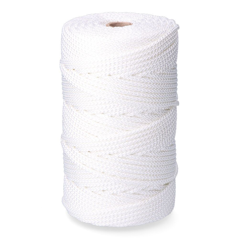 Corda trançado em poliéster branco, calibre 5 mm x 200 m