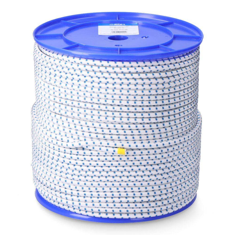 Corda de borracha elástica branca / azul poliéster calibre 8 mm x 200 m
