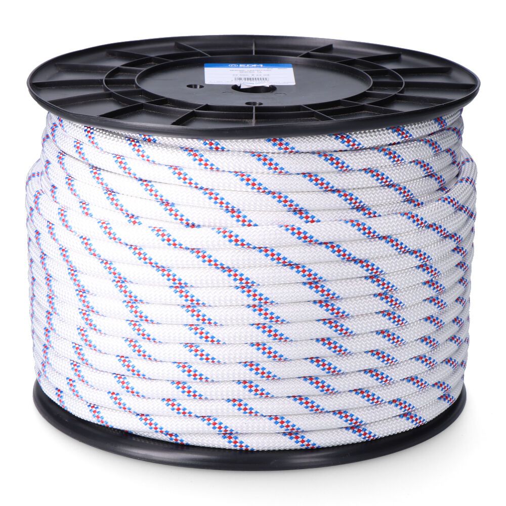 Corda adriça entrançada de poliéster branco distinta, calibre 12 mm x 100 m