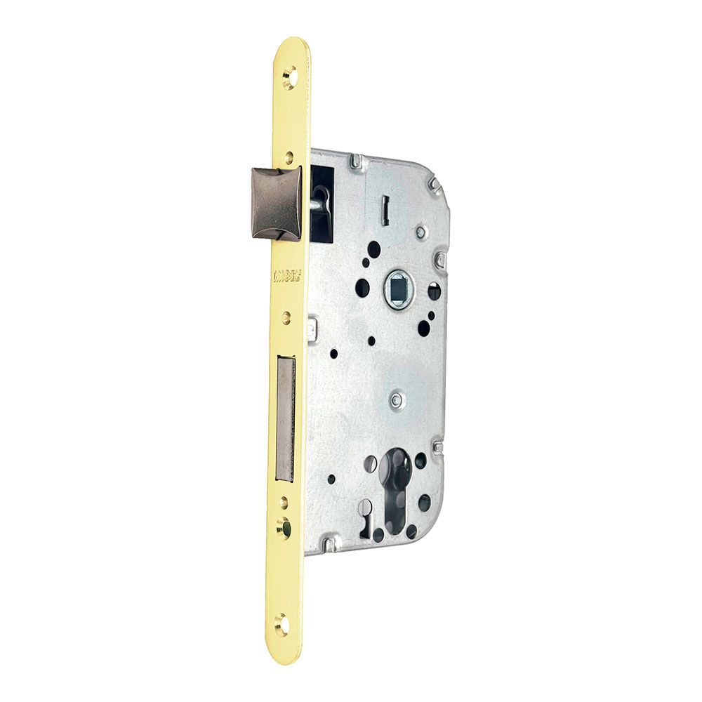 Fechadura de embutir C/R CRE05 50/70 mm acabamento latão