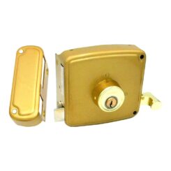 Fechadura de sobreposição CRS02 direita 40 x 80 mm pintada em dourado