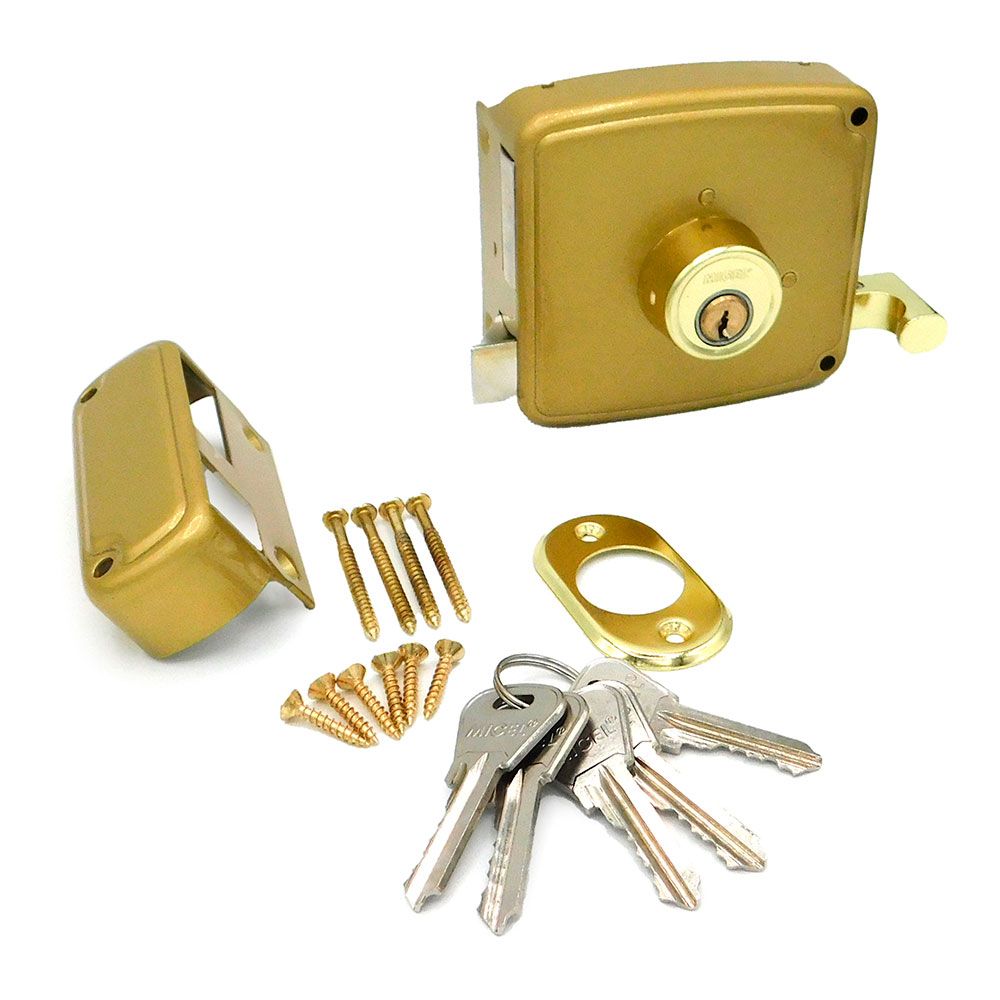 Fechadura de sobreposição CRS02 direita 60 x 120 mm pintada em dourado - Image 2