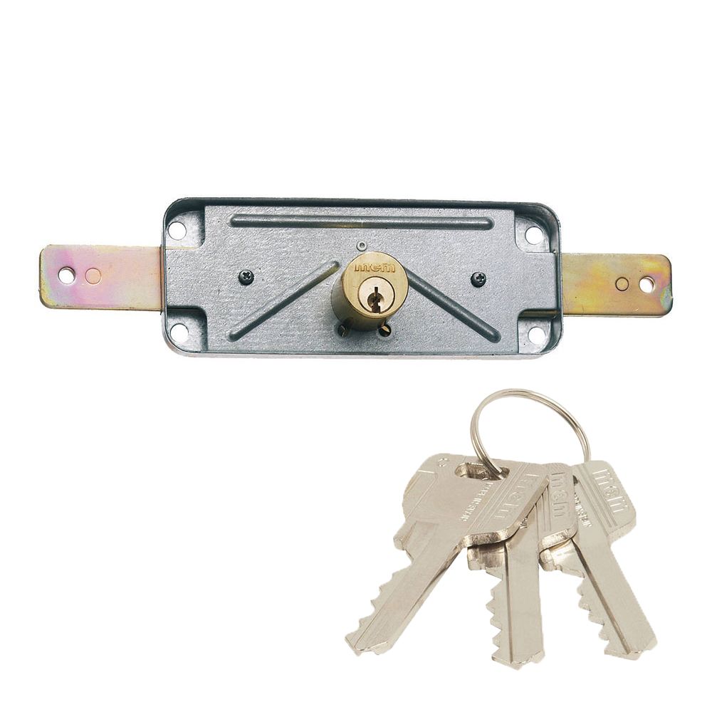 Fechadura de sobreposição para portas metálicas com duplo cilindro serreta com 3 chaves. 1511AV MCM