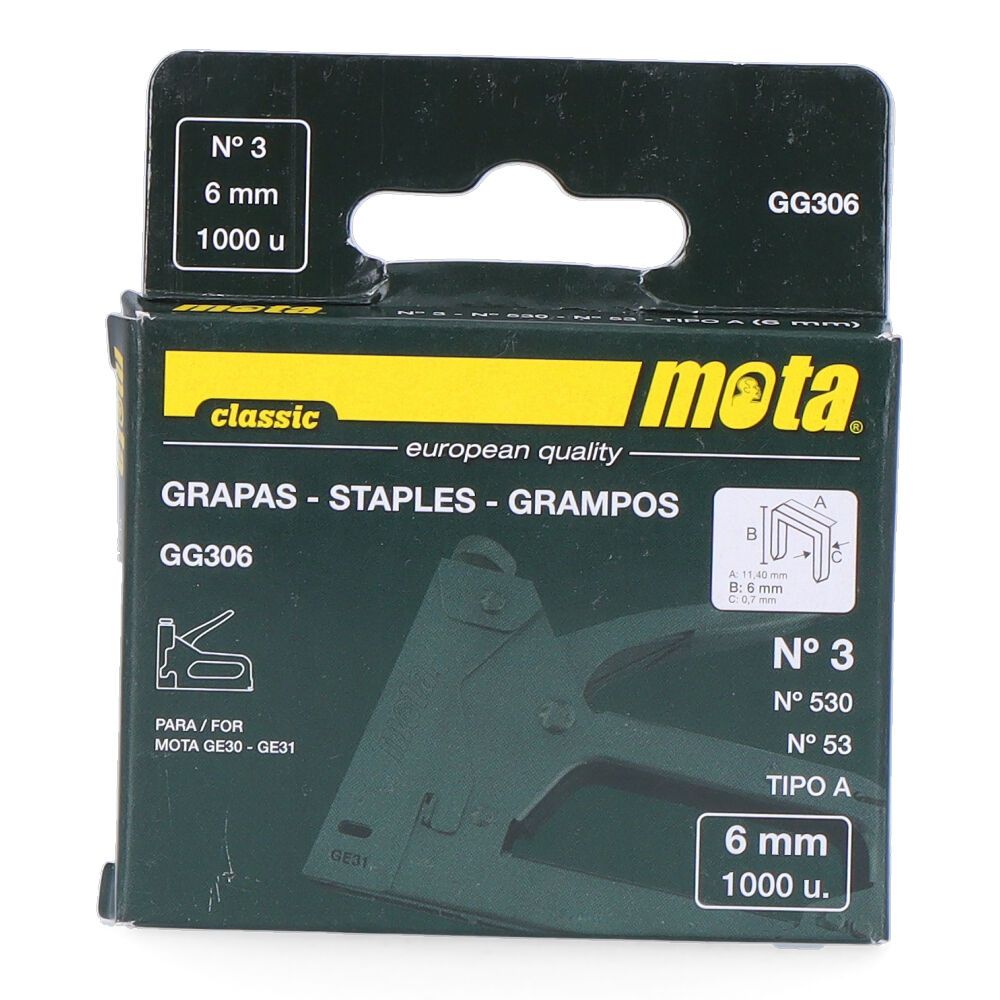 GRAMPOS N.º 3 6 mm ESPESSURA 0,7 mm, 1000 un