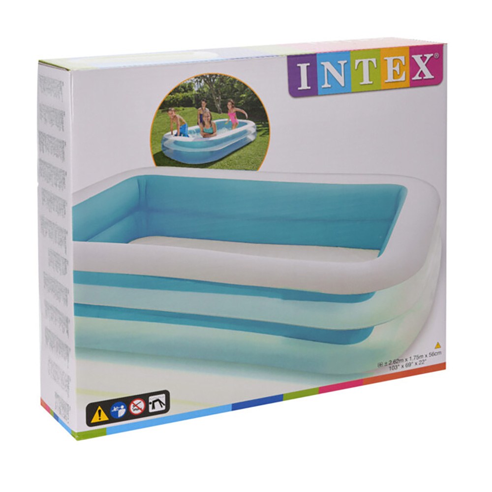 INTEX Piscina Inflável Retangular PVC com 2 Câmaras de Ar, Depuradora Não Incluída, 262 x 175 x 56 cm - Image 3