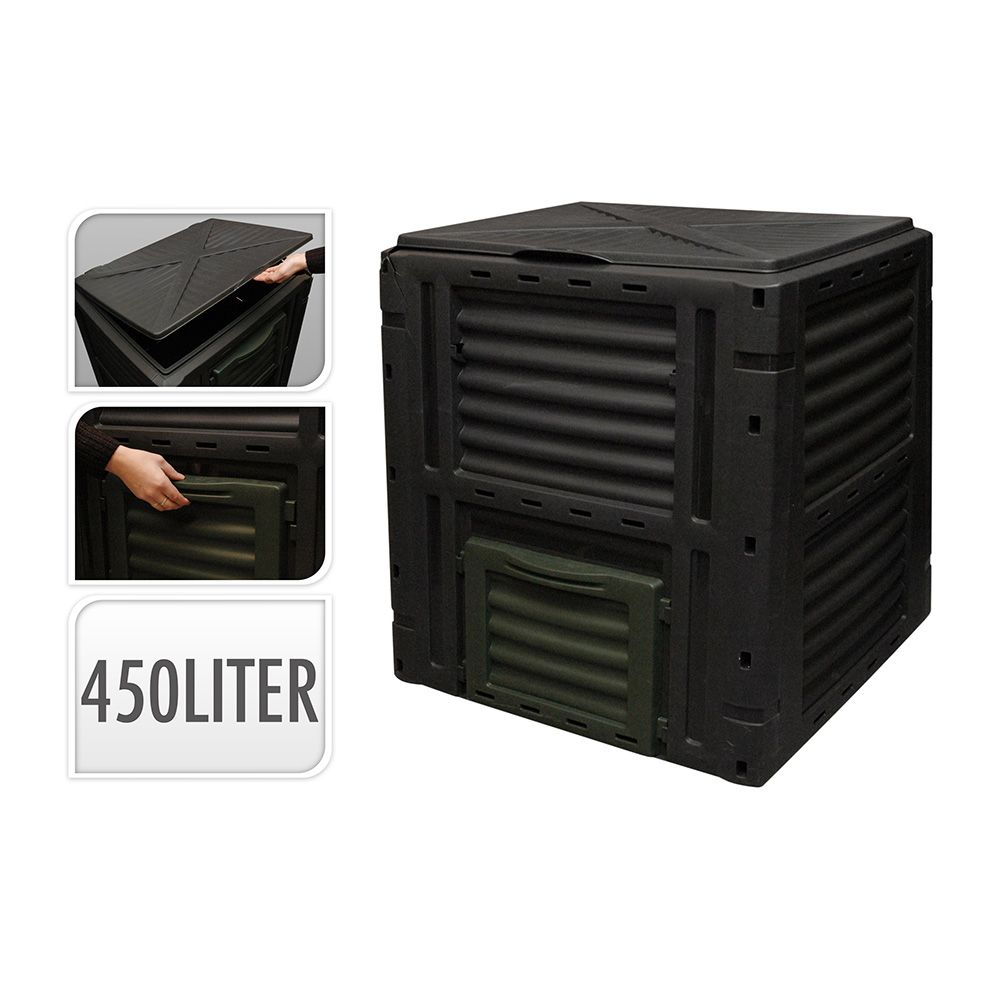 NULL Caixa de compostagem preta 450 l 80 x 80 x 81 cm