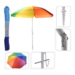 Chapéude-sol de praia multicor articulado Ø220cm